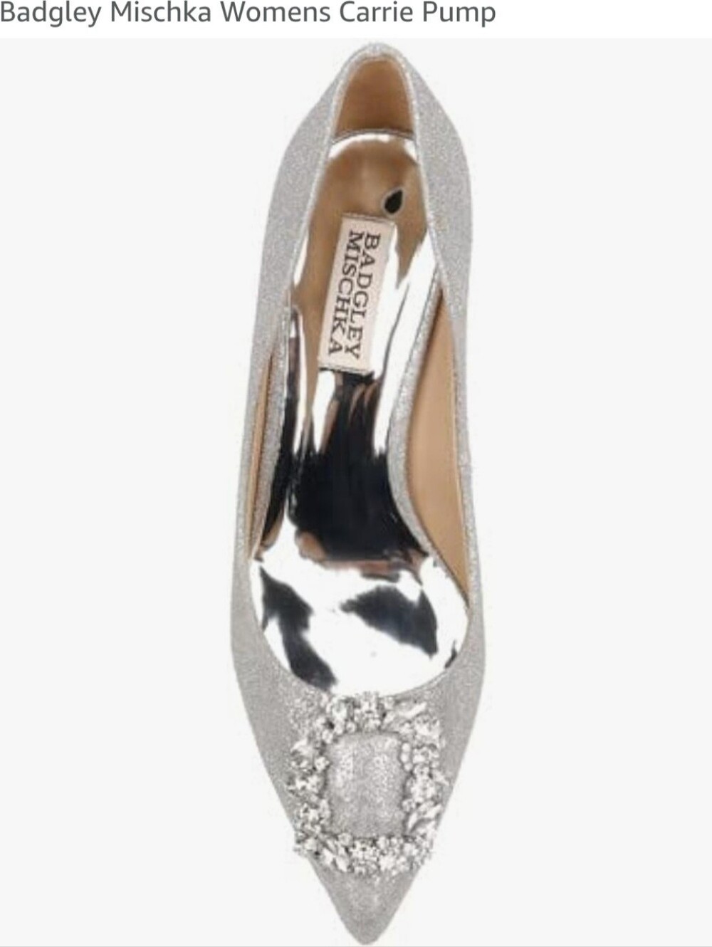 Badgley Mischka Silver Embellished Pointed-Toe Pumps Size 7.5
